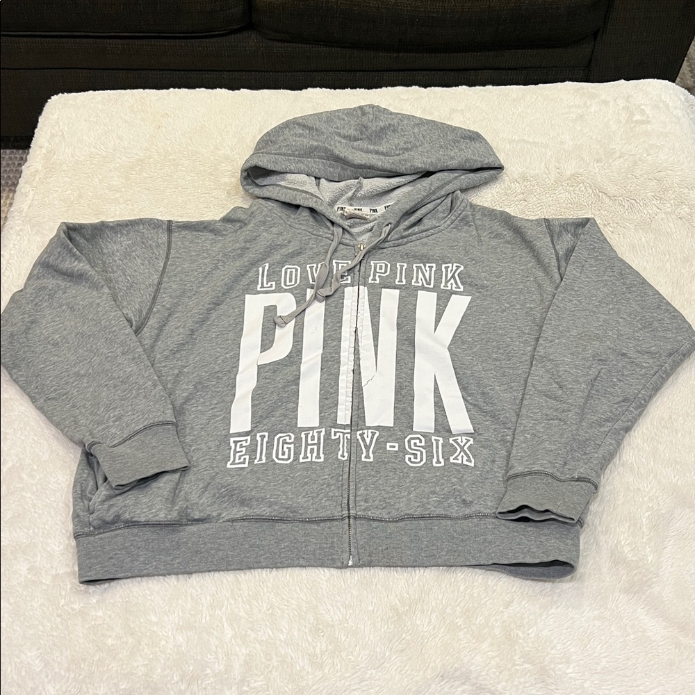 Victoria’s Secret PINK Eighty-Six hoodie large gray vintage Y2K